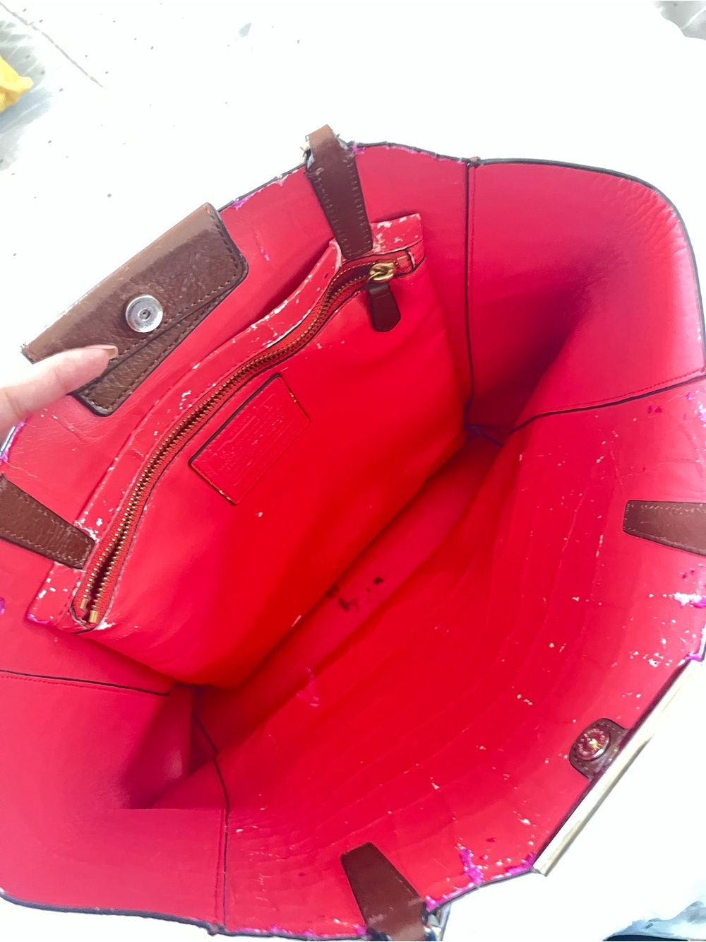 Coach Croc-Embossed Leather Tote in Cognac Brown - Picture 5 of 13